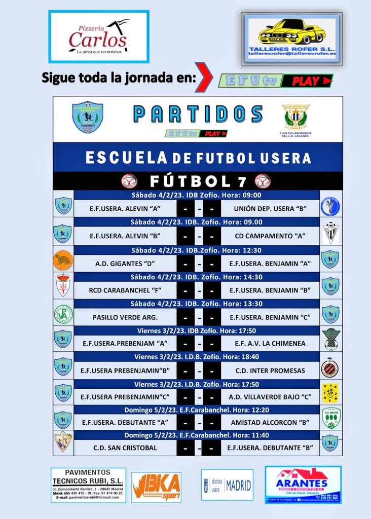  PARTIDOS PARA EL FIN DE SEMANA